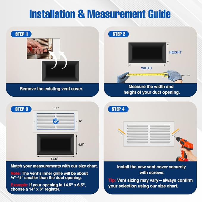 Fancat 14x6 Duct Opening | Steel Return Air Grille | Vent Cover Grill - Image 5