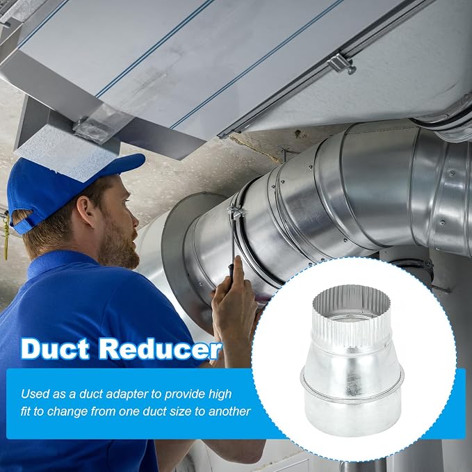 PATIKIL 4 Inch to 3 Inch Duct Reducer, Galvanized Steel Round Air Duct Reducer - Image 4