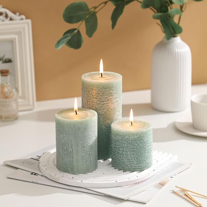 3x4 Inch Sage Green Pillar Candles - Image 2
