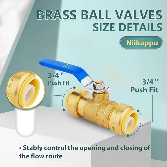 3/4" Ball Valves, 100 Pack Push Fit Shut Off Valves - Image 2