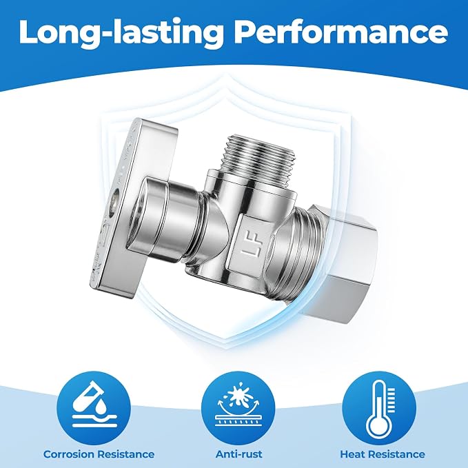 Angle Stop Valve 1/2" Nominal Compression Inlet x 3/8" OD Outlet, 1/4-Turn Shut - Image 4