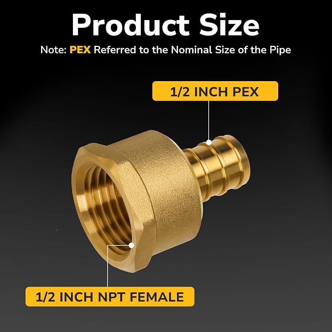 12 Pack Pex Fittings, 1/2" Female NPT to 1/2" Pex Male Adapter, Heavy-Duty - Image 2