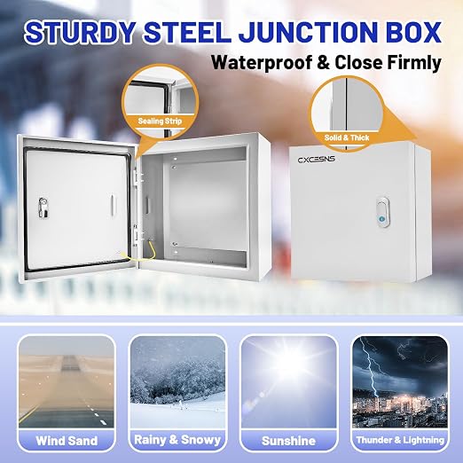 Electrical Junction Box 16x16x6, NEMA 4X IP66 Steel Enclosure Box | 1.5mm steel - Image 3