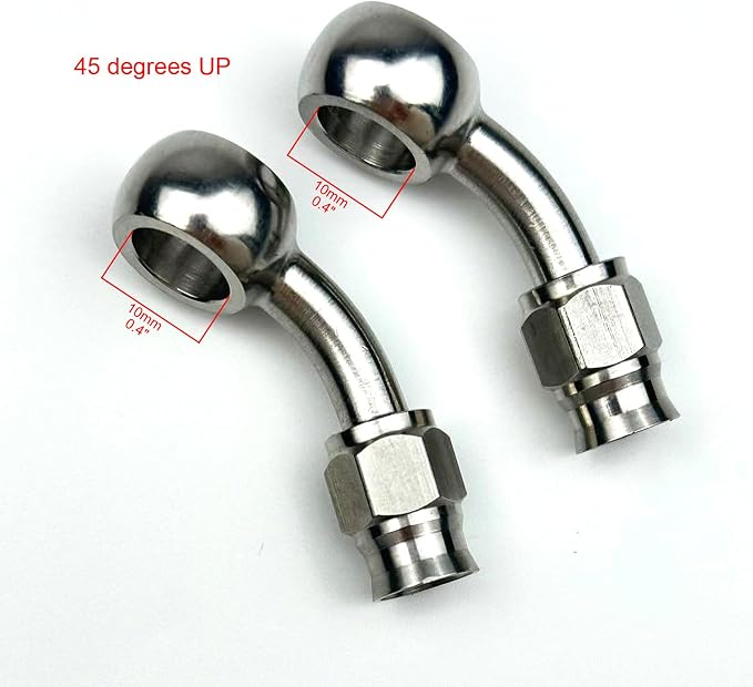 2pcs stainless steel 45 elbow degree female AN3-3 3AN to metric M10 10mm 0.4in - Image 2