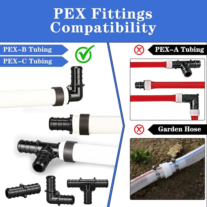 10pcs 3/4" Poly PPSU Barb Crimp PEX Tee Fitting, No Lead | - Image 2
