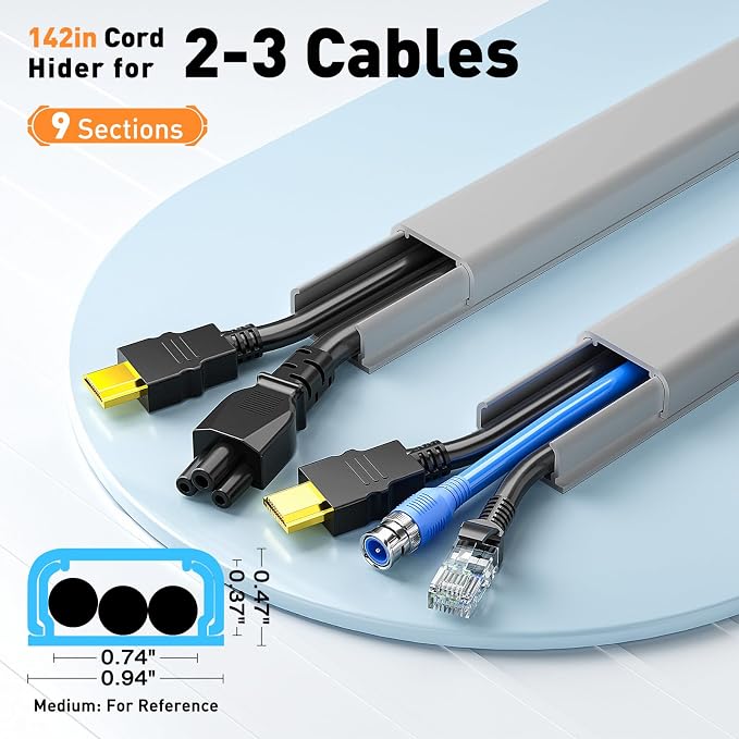 Delamu Cord Hider, 142in Cable Hider, Cord Covers - Image 2