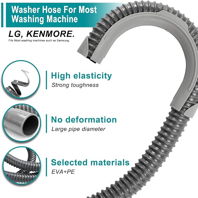 TOMOON 8Ft Universal Washing Machine Drain Hose Extension | Flexible Corrugated - Image 2