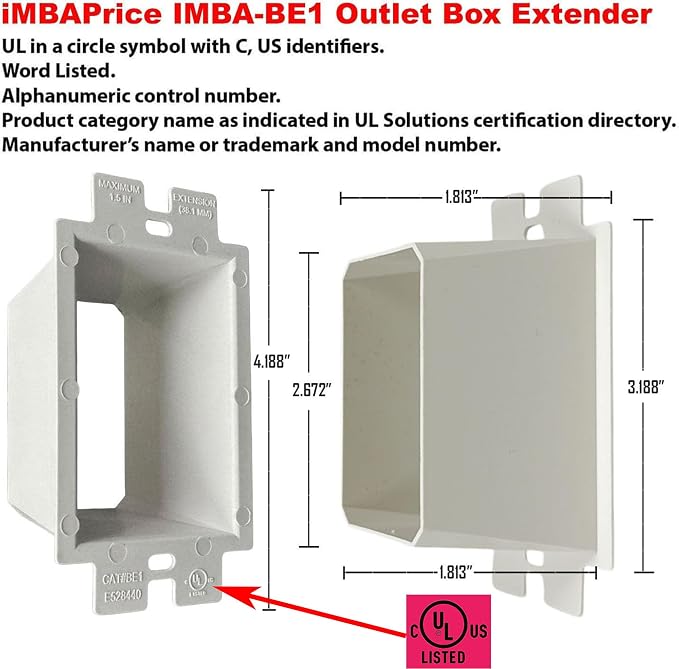 iMBAPrice BE1-25 Electrical Box Extender, 25 Pack | UL Listed, 1-Gang - Image 2