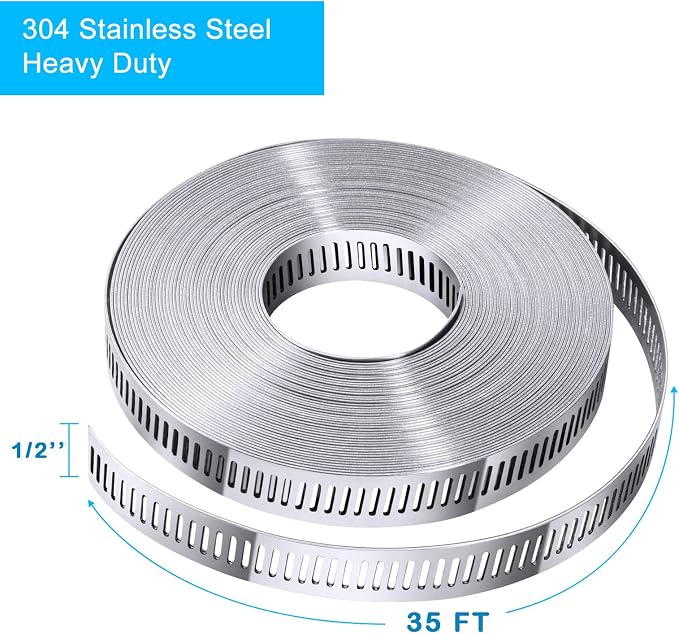 Stainless Steel Worm Gear Hose Clamp Assortment Kit, Cut-To-Fit | DIY 35FT - Image 4
