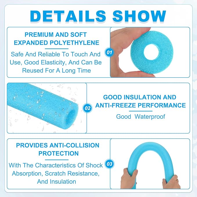PATIKIL Pipe Insulation Foam Tube Foam Tubing Cover Transparent Blue 2Pcs | 1" - Image 3