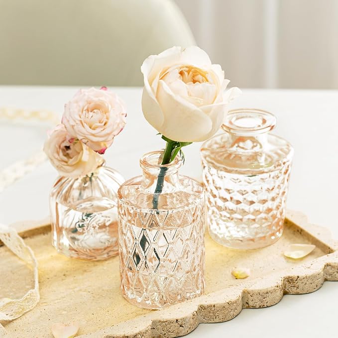 Clear Amber Gold Glass Bud Vase Set of 24 Pcs, Small Bud Vases in Bulk - Image 8