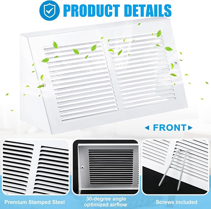 Honeydak 2 Pack Baseboard Register Vent Covers 14" x 6" Duct Opening Size - Image 3
