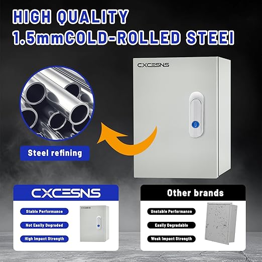 Electrical Junction Box 10x8x6, NEMA 4X IP66 Steel Enclosure Box | 1.5mm steel - Image 3