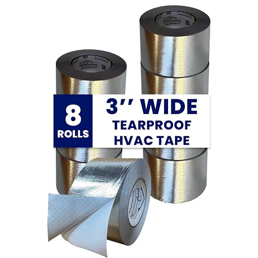 BlueTex Insulationㅤ HVAC Aluminum Foil Tape 3 inch x 150 ft, Heavy Duty by BlueTexInsulation