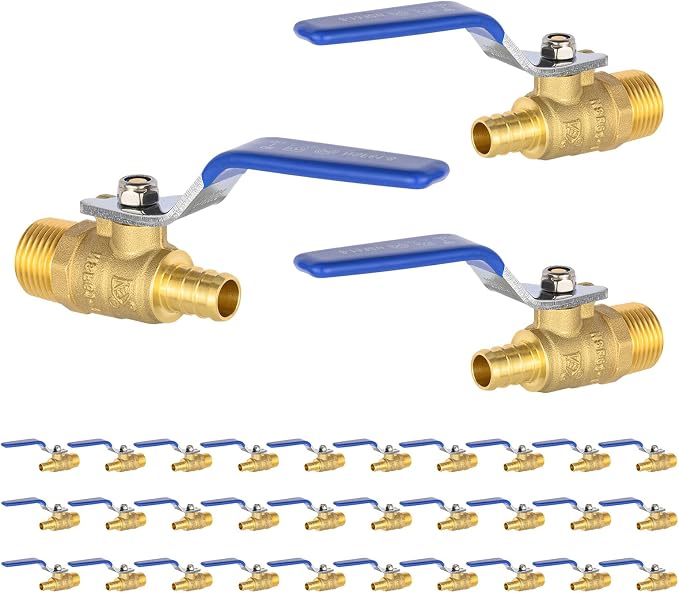 EFIELD 1/2 Inch Crimp Pex X 1/2 Inch NPT Male Brass Full Port Shut-off Ball by EFIELDPEXTUBING