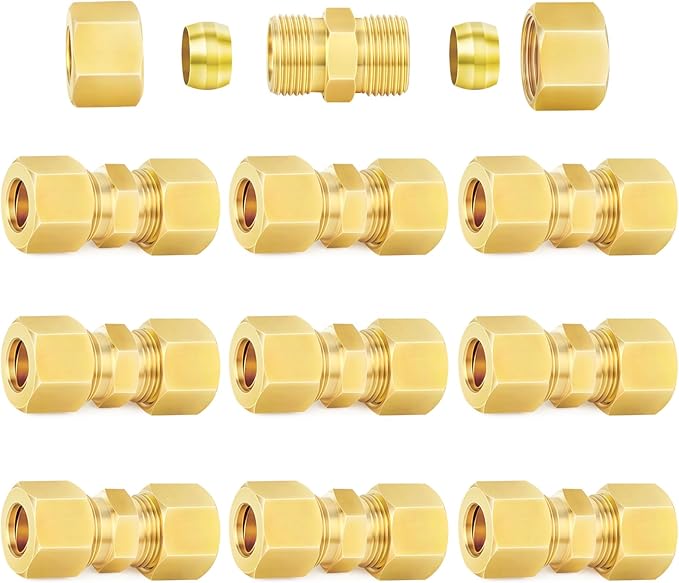 ChillWaves Brass Compression Tube Fitting, 5/16" OD x 5/16" OD Compression by VisittheCHILLWAVES
