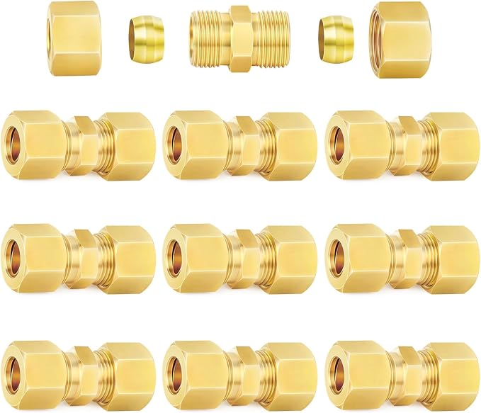 ChillWaves Brass Compression Tube Fitting, 3/8" OD x 3/8" OD Compression Union by VisittheCHILLWAVES