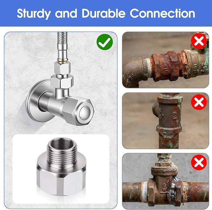 Brass Faucet Hose Adapter, 1/2" Female to 3/8" Male, Leak-Proof - Image 6