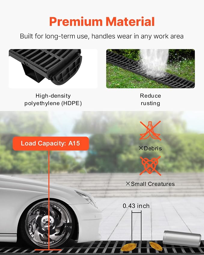 VEVOR Trench Drain System 3 Pack, Channel Drain - Image 6
