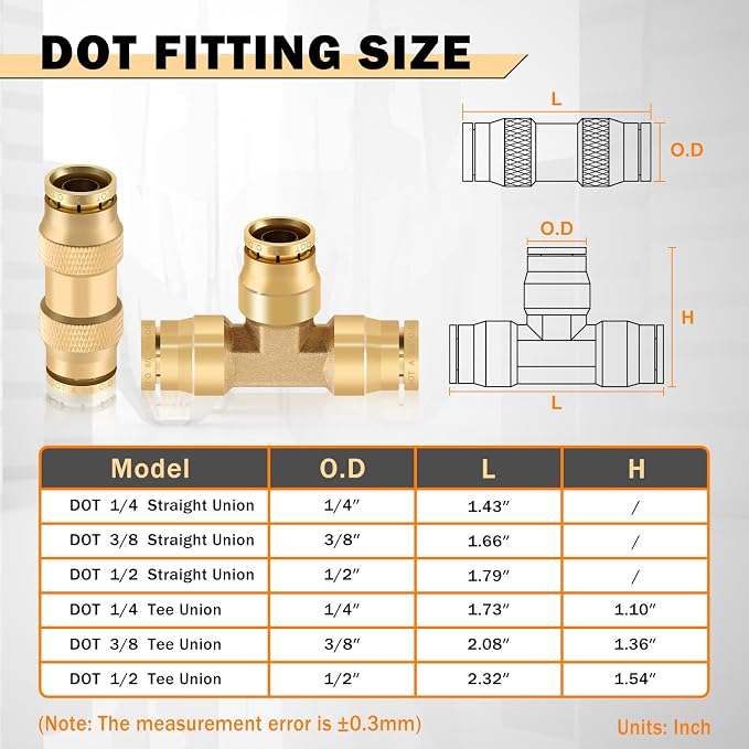 CheeMuii 35PCS Brass DOT Air Line Fittings Kit DOT Push Lock Air Fittings | - Image 6
