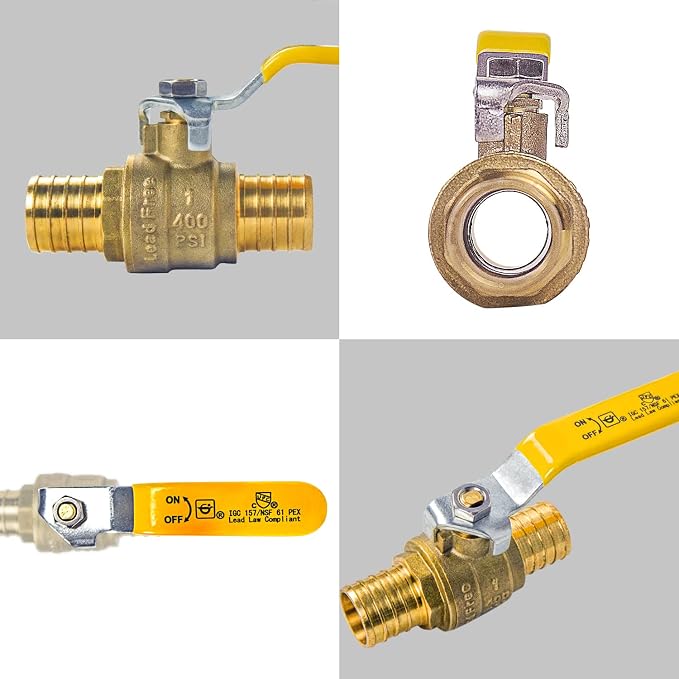 AB 1 Inch X 1 Inch PEX Ball Valve, Full Port Water Stop Shut Off, Water Shut - Image 2