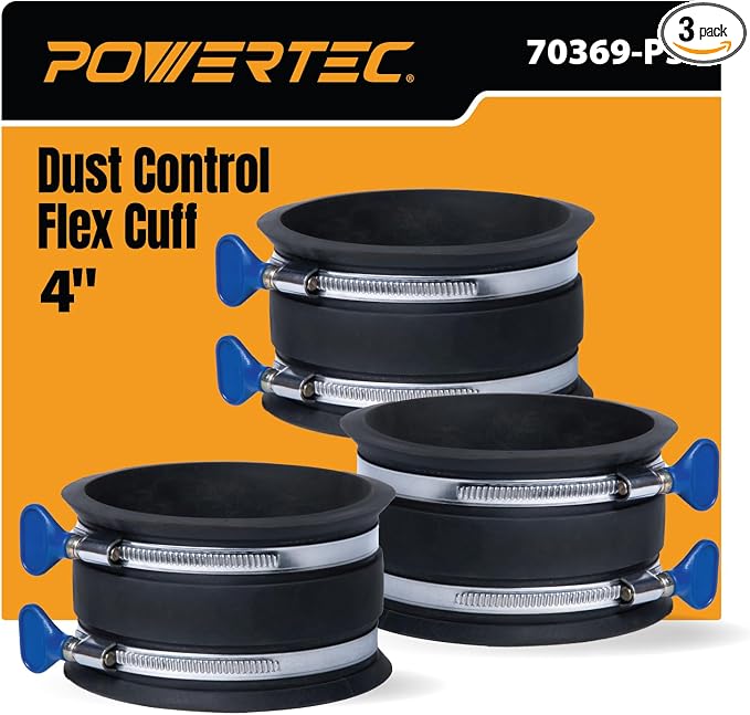 POWERTEC 70369-P3 4 Inch Dust Control Flex Cuff by POWERTEC