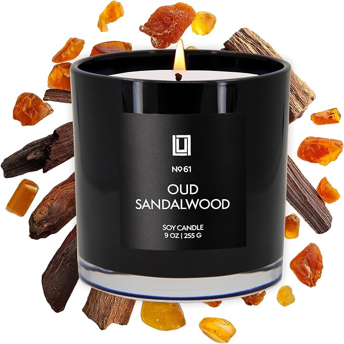 Lulu Candles Oud Sandalwood Scented Soy Jar Candle, 9 Oz. | Smells Smokey & by LULUCANDLES