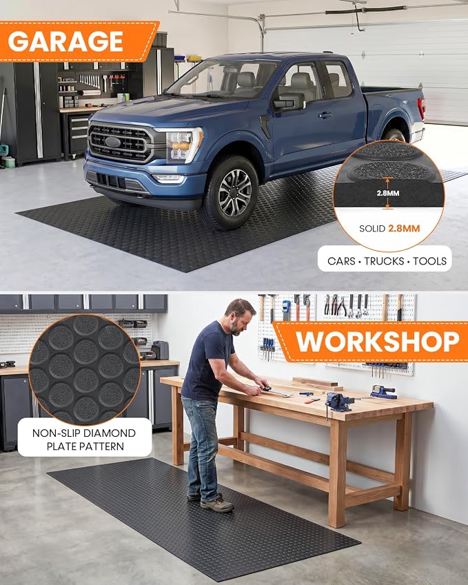 SEAL 8 x 20 FT Premium Garage Floor Mat, Solid 2.8mm Thick Lay-Flat Black - Image 3
