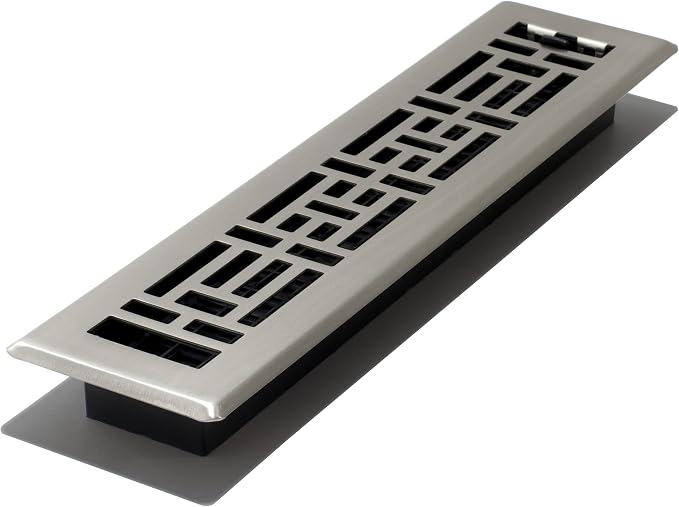 Decor Grates AJH214-NKL Oriental Floor Register, 2x14 Inches, Brushed Nickel by DecorGrates