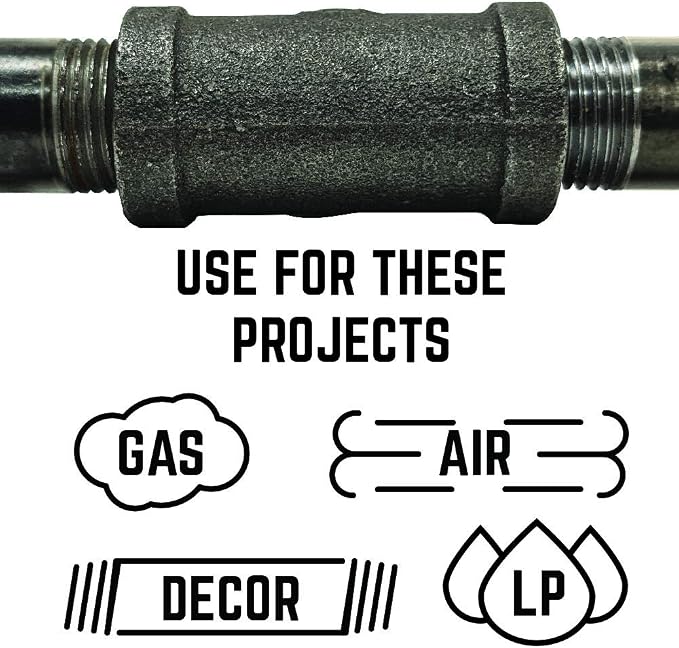 1/2" Cap Fitting, PIPE DECOR Black Malleable Iron Fittings Fit Standard 1/2 - Image 5