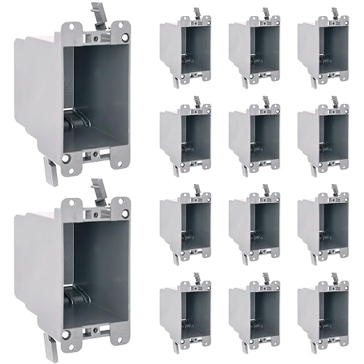 1-Gang Old Work Outlet Box, 20 Cu.in Single Gang PVC Electrical Box Swing Clamp by OhLectric