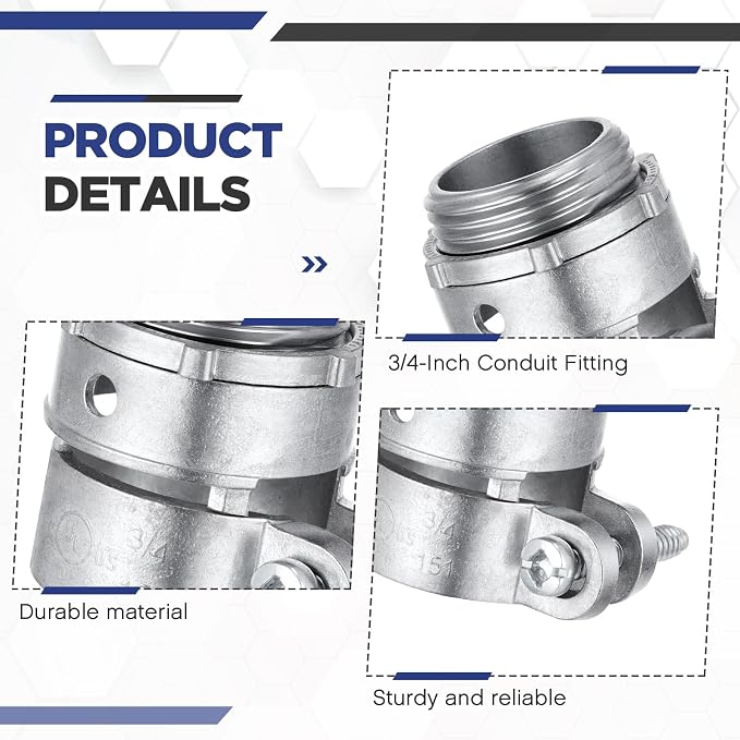 Yaocom 20 Pack 3/4-Inch Squeeze Connectors Fittings FMC Flexible Metal Conduit - Image 3