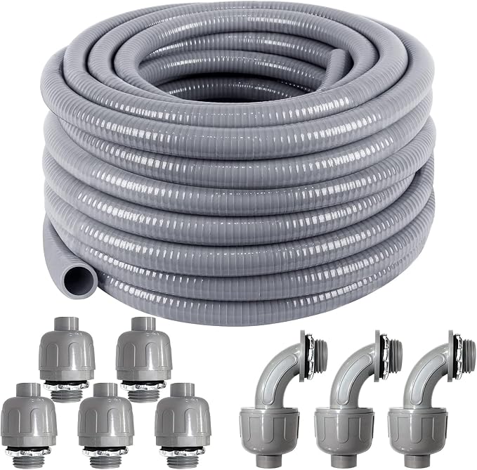 3/4" Dia Liquid Tight Conduit 50 FT, Flexible Non-Metallic | PVC Conduit 3/4 by ANSGERY