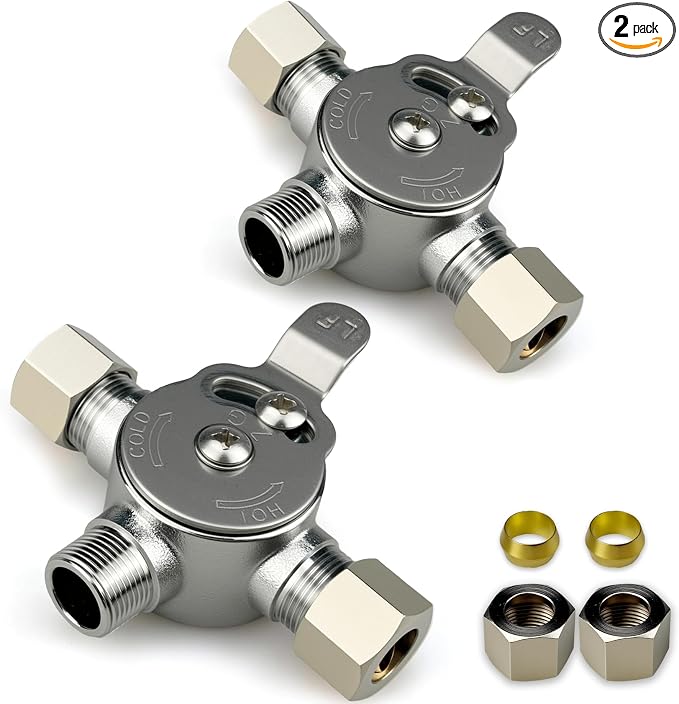 2PCS Water Mixing Valve, Hot and Cold Water Mixer, 3/8" Inch Inlets/Outlet | by Unknown
