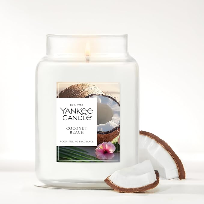 Yankee Candle Coconut Beach, Scented Candle, 22oz Large Jar - Image 4