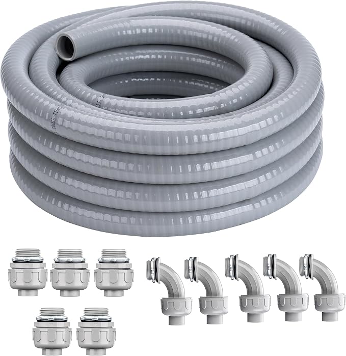 1/2 Inch 100 FT Liquid-Tight Conduit and Connector Kit | Non Metallic Flexible by ProfessionalBrand