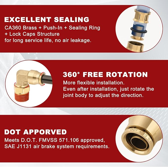 90° Swivel Male Elbow, 1/2" Tube x 3/8" NPT, DOT Approved 2PCS | - Image 4