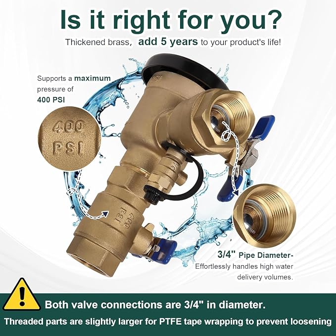 【UPC® Certified】3/4" Brass Pressure Vacuum Breaker - Image 5