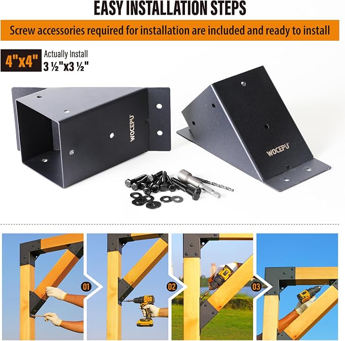 4pack 4x4 Degree Angle Support Brackets, - Image 5