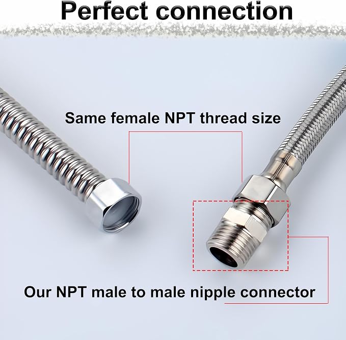 3/8" NPT Male Hex Nipple Pipe Fittings, 304 Stainless Steel 3/8 inch Threaded - Image 8