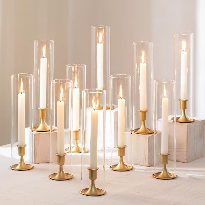 Romadedi Hurricane Candlestick Holders Gold, Taper Candle Holder, Matte Gold - Image 9