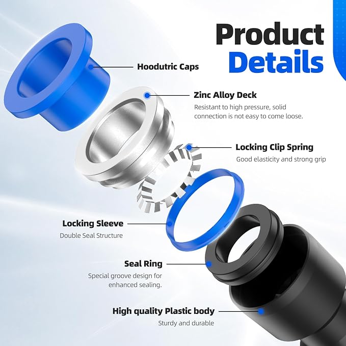 30PCS Quick Connect Air Hose Connectors 1/4 5/16 3/8 inch Straight Push to - Image 3