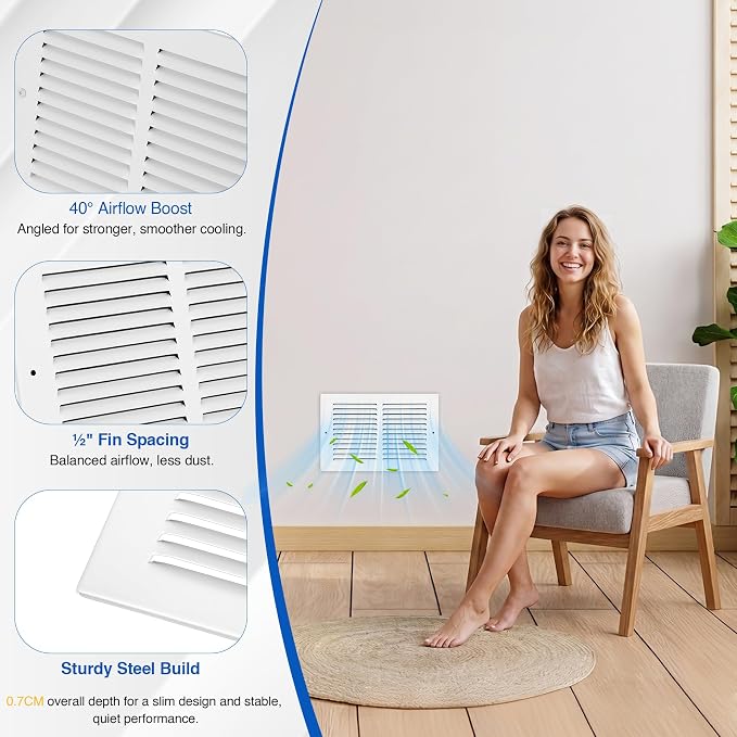 Fancat 10x6 Duct Opening | Steel Return Air Grille | Vent Cover Grill - Image 6
