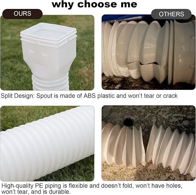 plusgutter 16.5ft Long Gutter Downspout Extensions Flexible, Down Spout Drain - Image 2