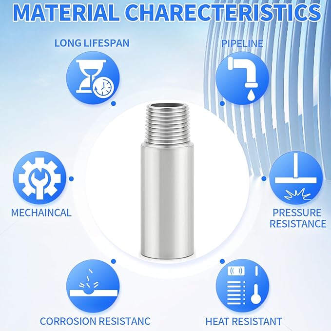 ChillWaves 304 Stainless Steel Pipe Fitting, Nipple Cast Pipe 2" NPT Male x 2" - Image 5