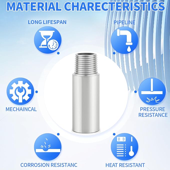 ChillWaves 304 Stainless Steel Pipe Fitting, Nipple Cast Pipe 1-1/4" NPT Male x - Image 4