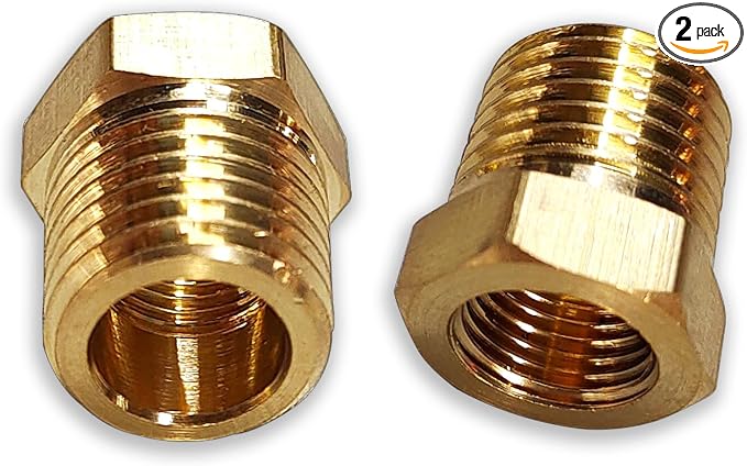 2 Pcs Brass Bushing 1/4" Male to 1/8" Female, 1/4 Brass Fitting to 1/8 NPT by Gadoutcover