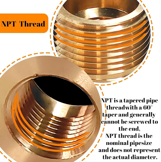 2 Pcs Brass Bushing 3/8" Male to 1/4" Female, 3/8" to 1/4" NPT Adapter Hex - Image 6