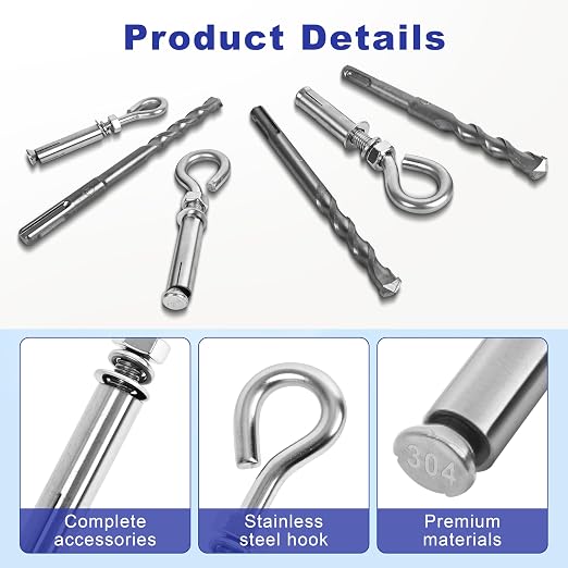16 Pack 1/4" X 3-1/2" Expansion Eye Bolt, Concrete Eyebolt Anchors, Heavy Duty - Image 6