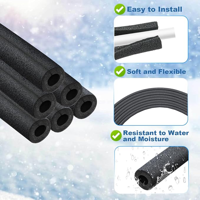 Foam Pipe Insulation Covers, 1/2" Water Pipe Freeze Protection | 12PCS Foam - Image 3